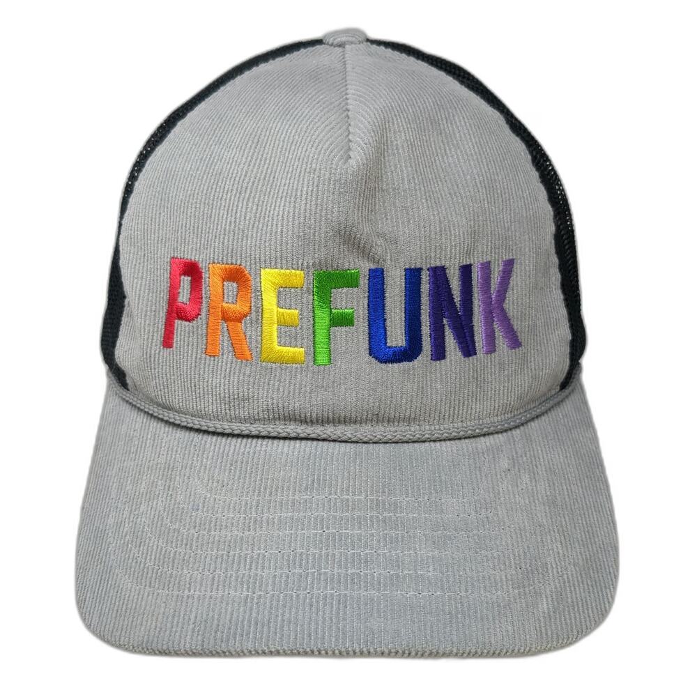 Richardson Trucker Hat Gray One Size Rainbow Prefunk Corduroy Mesh Rope Snapback